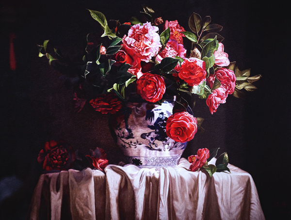 陳琦作品《重慶市花—山茶花》。璧山區委宣傳部供圖