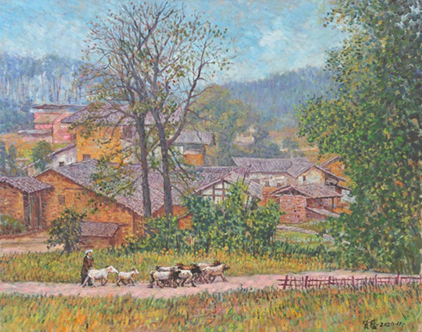 賞斑斕大地 楊賢藝繪畫作品在渝中區展出