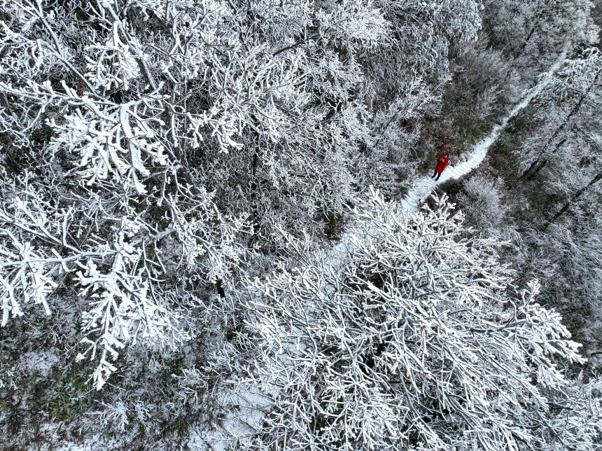 長江三峽巫峽兩岸銀裝素裹。王正坤攝