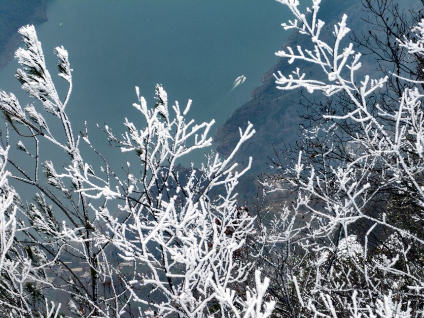 長江三峽巫峽兩岸銀裝素裹。王正坤攝