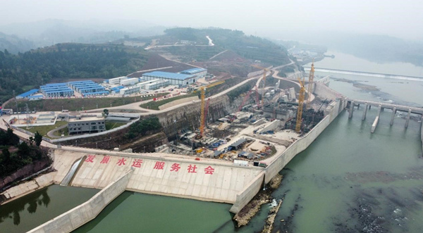 航拍雙江航電樞紐。王浪攝