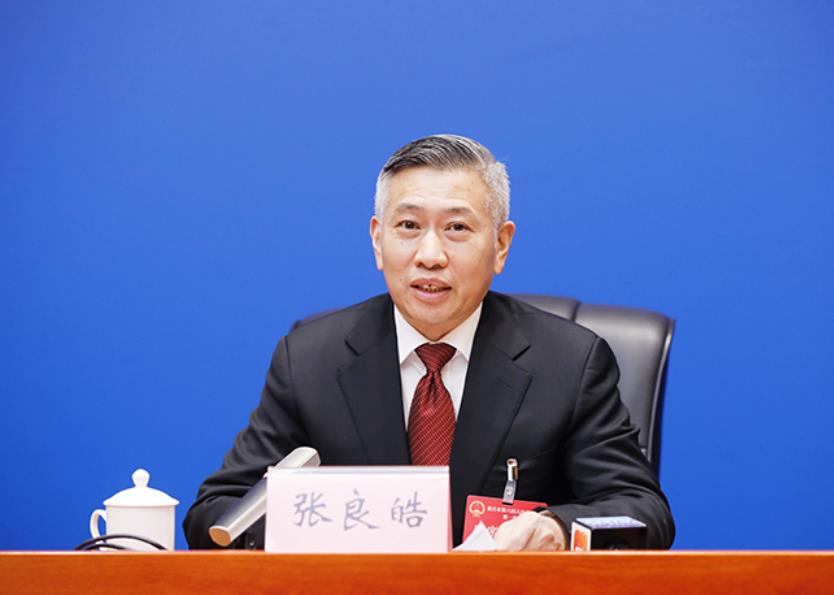 市人大代表、市人大常委會研究室主任張良皓介紹有關情況。華龍網供圖