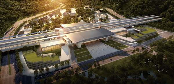 大足石刻站建成后效果圖。大足區網信辦供圖