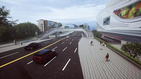 吾悅廣場人行天橋效果圖。北碚區住房城鄉建委供圖