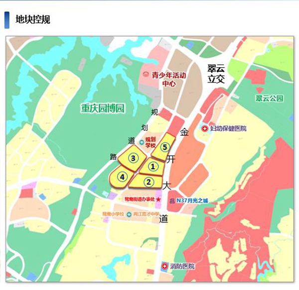 園博園片區目前地塊控規圖。推介方供圖