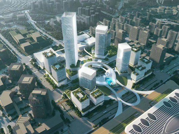 重慶東站樞紐新城核心商業商務區鳥瞰效果圖。交通開投集團供圖