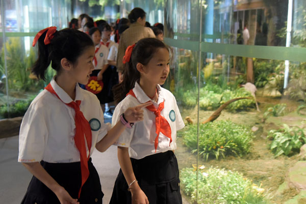 學生參觀生物館。重師附二小供圖