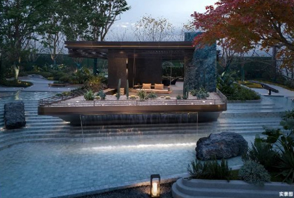 招商渝天府泱鏡組團園林實景。招商蛇口供圖