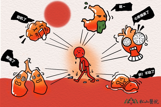 熱射病可能引發的多器官受損。重慶松山醫院供圖