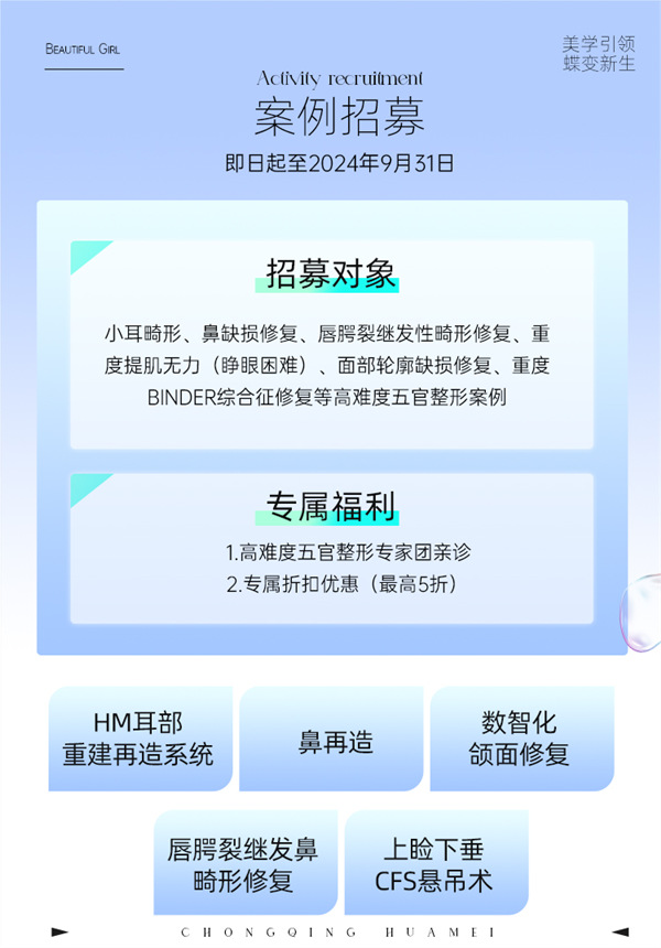 案例招募示意圖。重慶華美整形外科醫院供圖