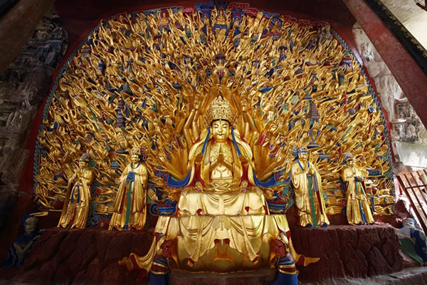 大足石刻寶頂山千手觀音造像。羅國家攝