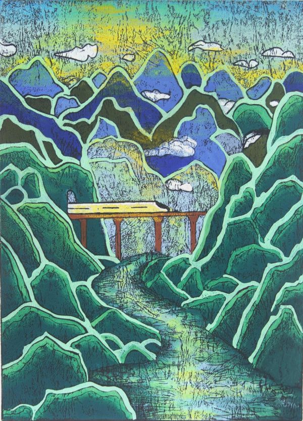 羅宇、李思逸作品《高鐵修進深山來》。重慶文藝職院供圖