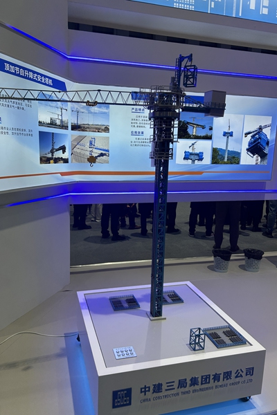 頂加節自升降式塔機模型。唐鑫攝