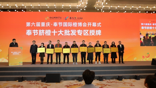 奉節臍橙十大批發專區授牌。劉濱清攝