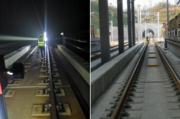 工作人員在軌道上進行監測。重慶設計集團有限公司市政設計研究院供圖