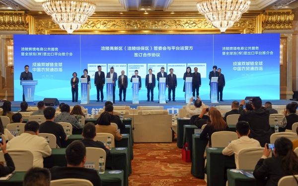 涪陵高新區（涪陵綜保區）管委會與平臺運營方企業代表簽訂投資協議。何乾健攝