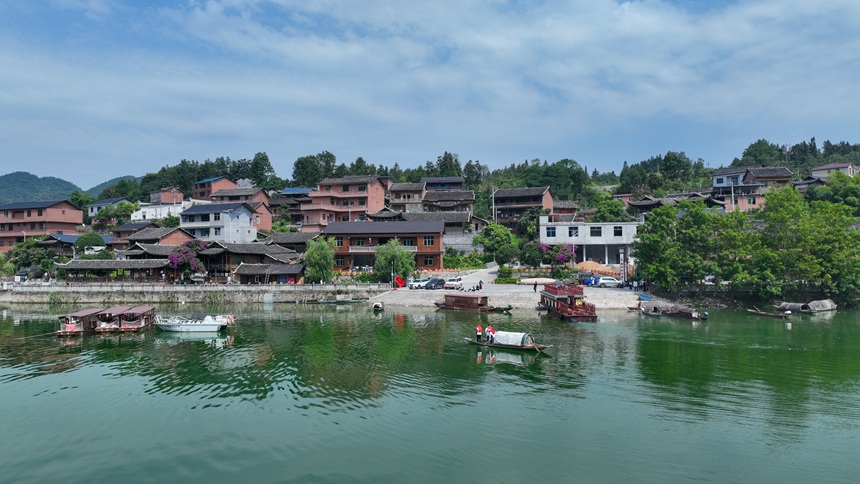 “河小青”志愿者們正在酉水河清漂。邱洪斌攝