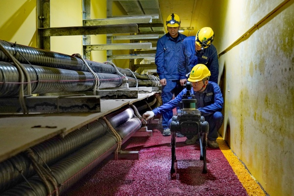 運檢人員借助智能巡檢設備開展電纜通道特巡工作。國網重慶超高壓公司供圖