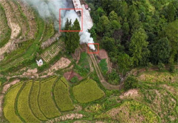 無人機精準識別火源。紅土鄉供圖