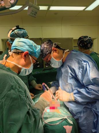手術操作中。重慶市人民醫院（重慶大學附屬人民醫院）供圖