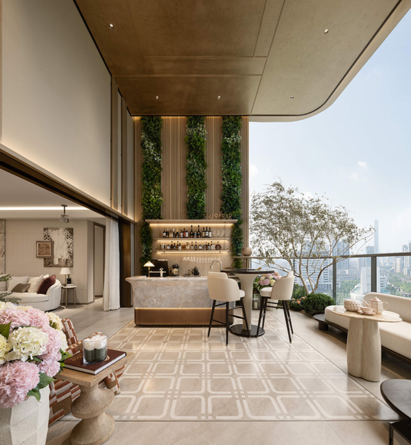 綠城春風晴翠極萃項目空中露臺實景圖。綠城供圖